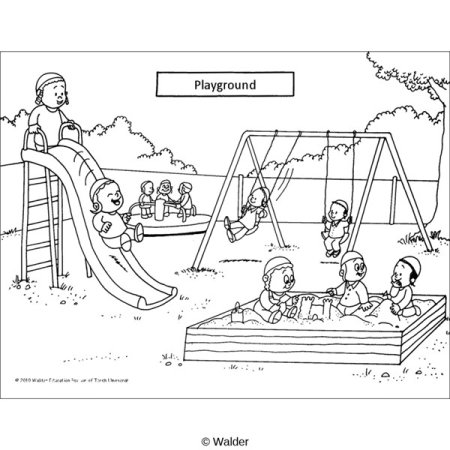 Раскраска парк качели
