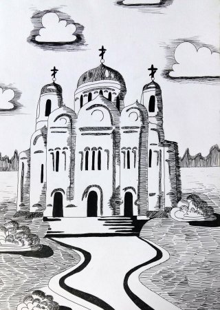 Рисунок Церковь раскраска