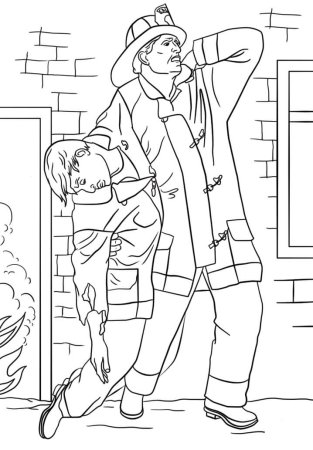 Раскраска пожарный