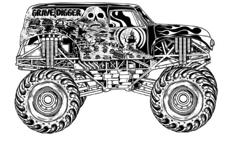 Раскраска монстр трак Grave Digger