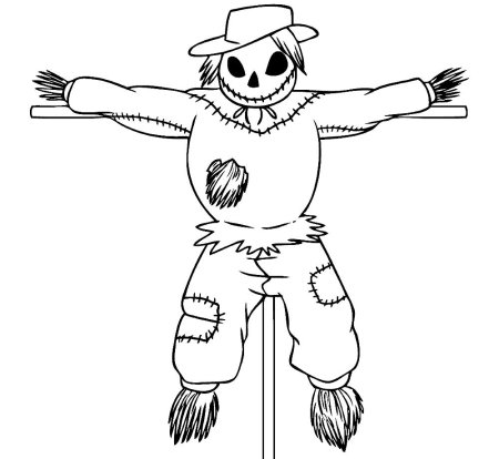 Раскраска пугало огородное для детей