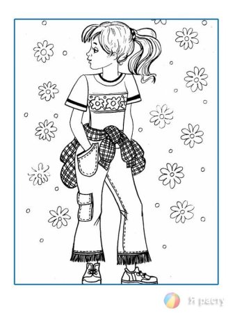 Раскраска женщина в полный рост