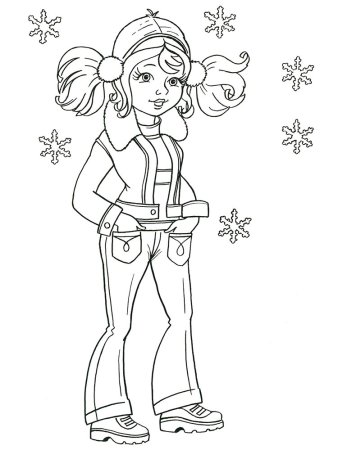 Раскраска девочка в джинсах