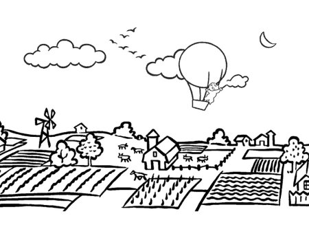 Пейзаж для раскрашивания детям