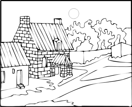 Деревня раскраска для детей