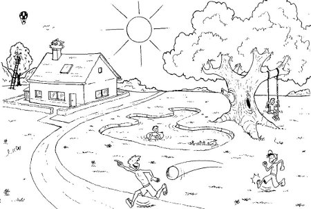 В деревне. Раскраска