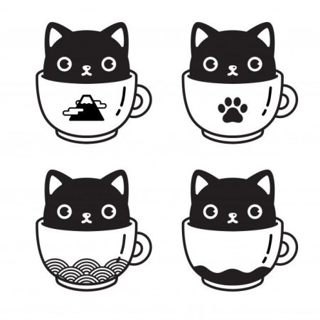Раскраска котик в кружке