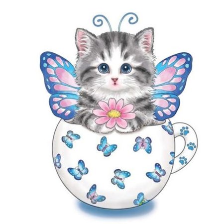 Раскраска котенок в чашке