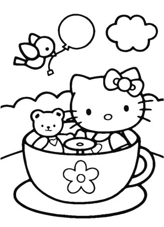 Котенок Хелло Китти раскраска