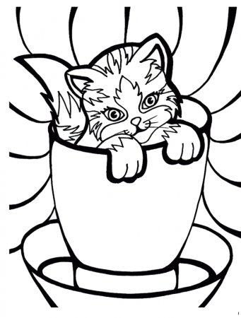 Раскраска котята в корзинке