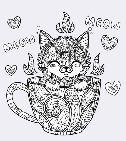 Котик в чашке антистресс