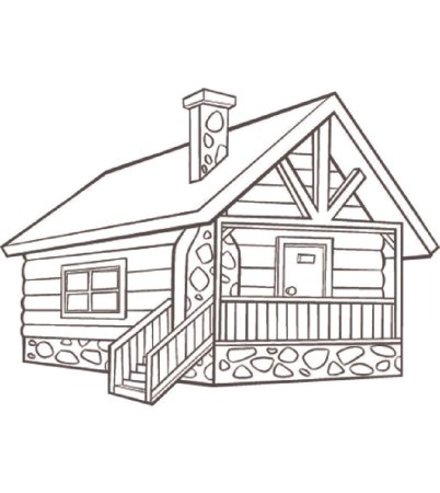 Бревенчатый дом раскраска