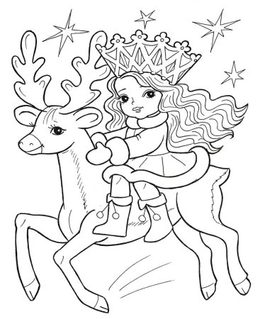 Раскраска олень новогодний