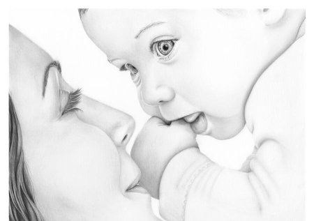 Мать и дитя карандашом