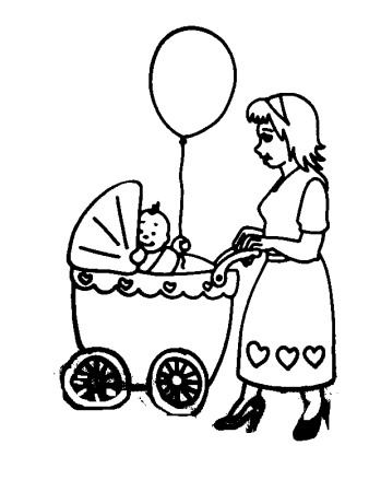 Раскраска малыш в коляске