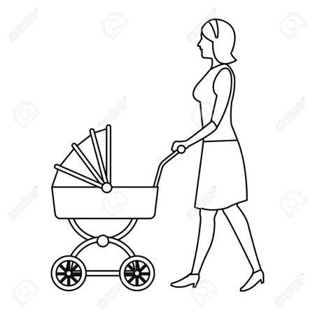 Раскраска девочка с коляской
