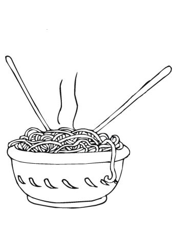 Лапша в тарелке раскраска
