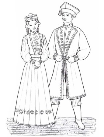 Национальный костюм башкир вектор