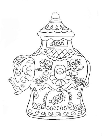 Чайник расписной раскраска