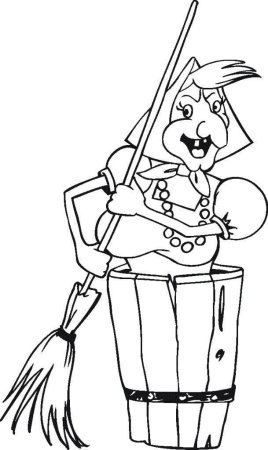 Раскраска баба Яга для детей