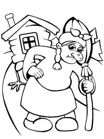 Раскраска баба Яга для детей