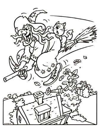 Раскраска баба Яга и избушка на курьих ножках