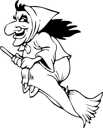 Баба Яга в ступе разукрашка