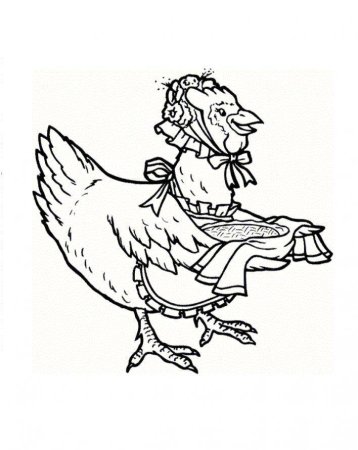 Раскраски курица, Раскраска Черная курица Домашние животные.