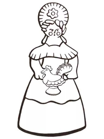Дымковская Барыня раскраска для детей