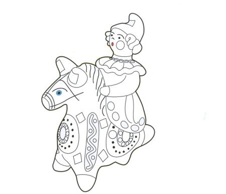 Раскраска Дымковская и Филимоновская игрушка