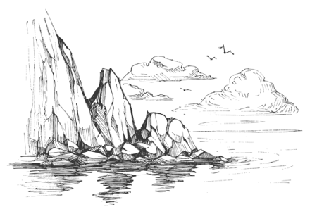 Море и скалы раскраска