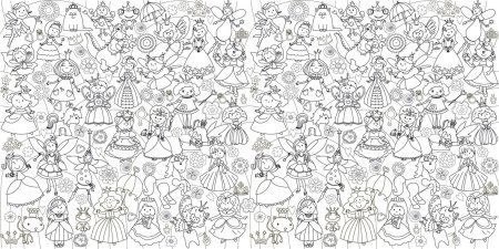 Раскраска виммельбух принцессы