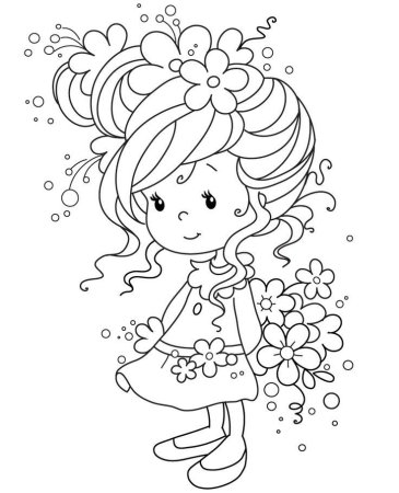 Девочка с цветами и песиком