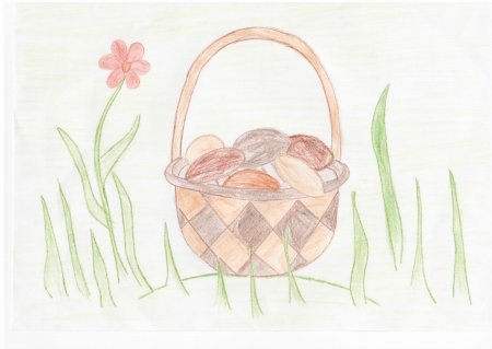 Раскраска пасхальные яйца в корзине
