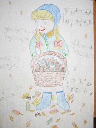 Раскраска корзина с еловыми шишками Паустовский