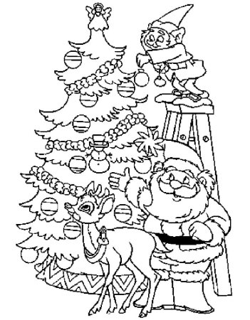 Раскраска новый год дед Мороз и елка