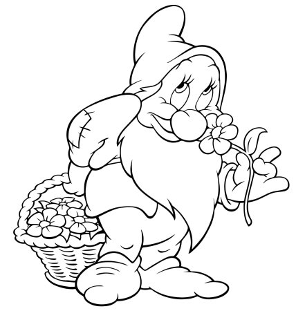 Гномы из Белоснежки раскраска