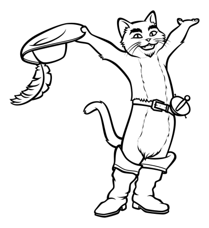 Кот в сапогах Шрек раскраска