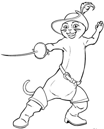 Кот в сапогах раскраска