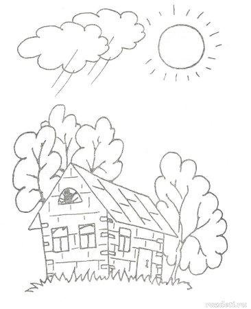 Деревенский пейзаж карандашом для начинающих