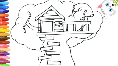 Раскраска дом на дереве