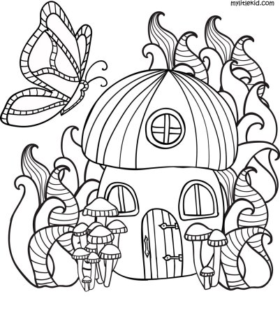 Раскраска грибной дом