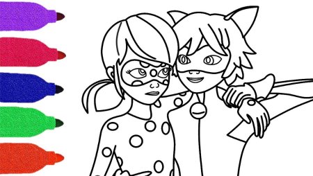 Разукрашка леди баг и супер кот