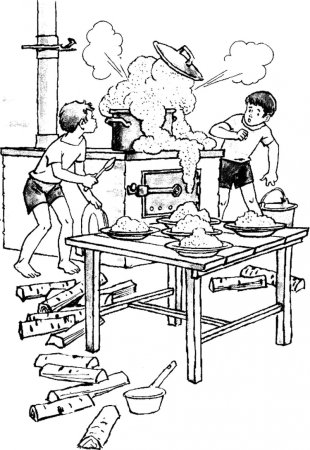 Рисунок к рассказу Носова Мишкина каша