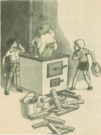 Рисунок к рассказу Носова Мишкина каша