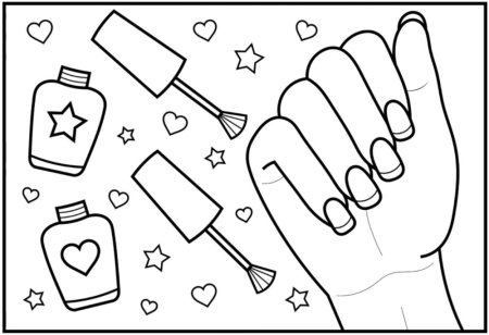 Раскраска кисть руки с ногтями