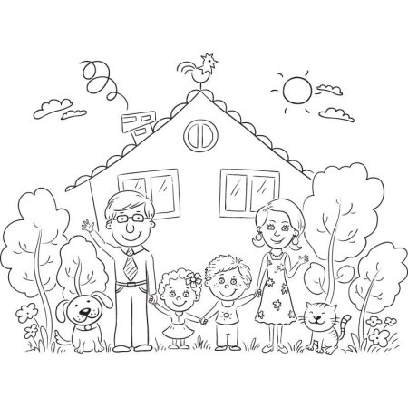 Рисунок моя семья раскраска