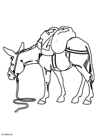 Ослик раскраска