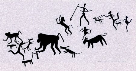 Наскальная живопись первобытных людей охота