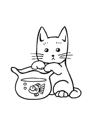 Кошка раскраска для детей
